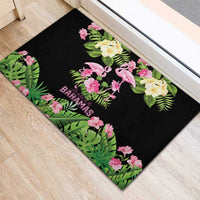 The Bahamas Flamingo Rubber Doormat Bahamian Tropical Flowers - Wonder Print Shop