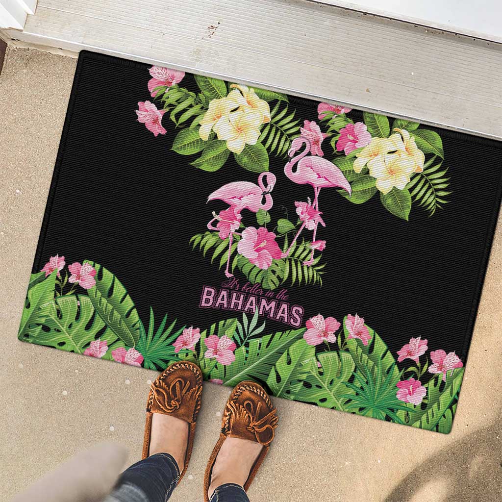 The Bahamas Flamingo Rubber Doormat Bahamian Tropical Flowers - Wonder Print Shop