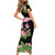 The Bahamas Flamingo Short Sleeve Bodycon Dress Bahamian Tropical Flowers - Wonder Print Shop