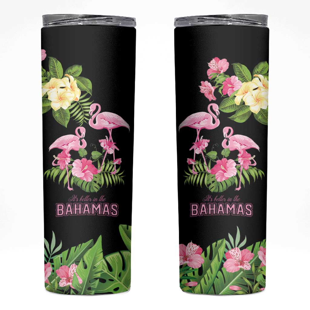 The Bahamas Flamingo Skinny Tumbler Bahamian Tropical Flowers - Wonder Print Shop