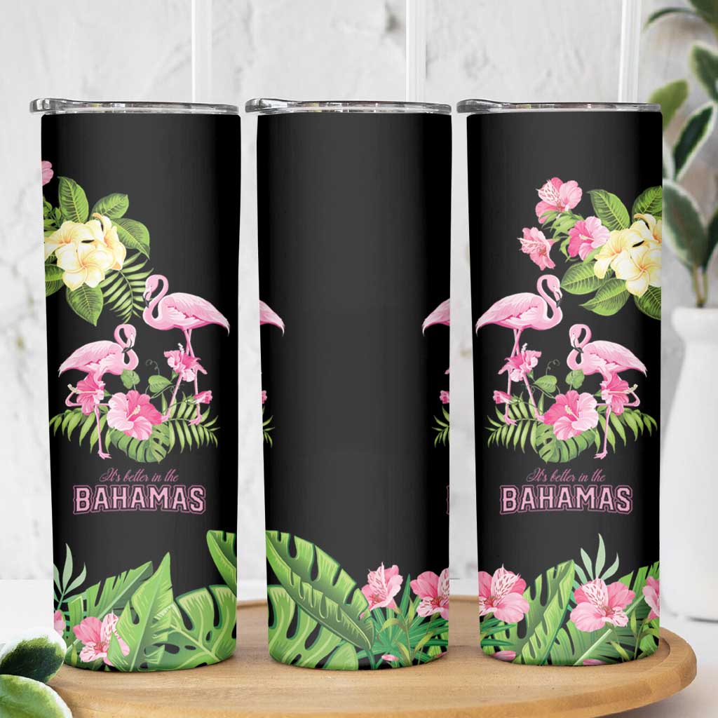 The Bahamas Flamingo Skinny Tumbler Bahamian Tropical Flowers - Wonder Print Shop
