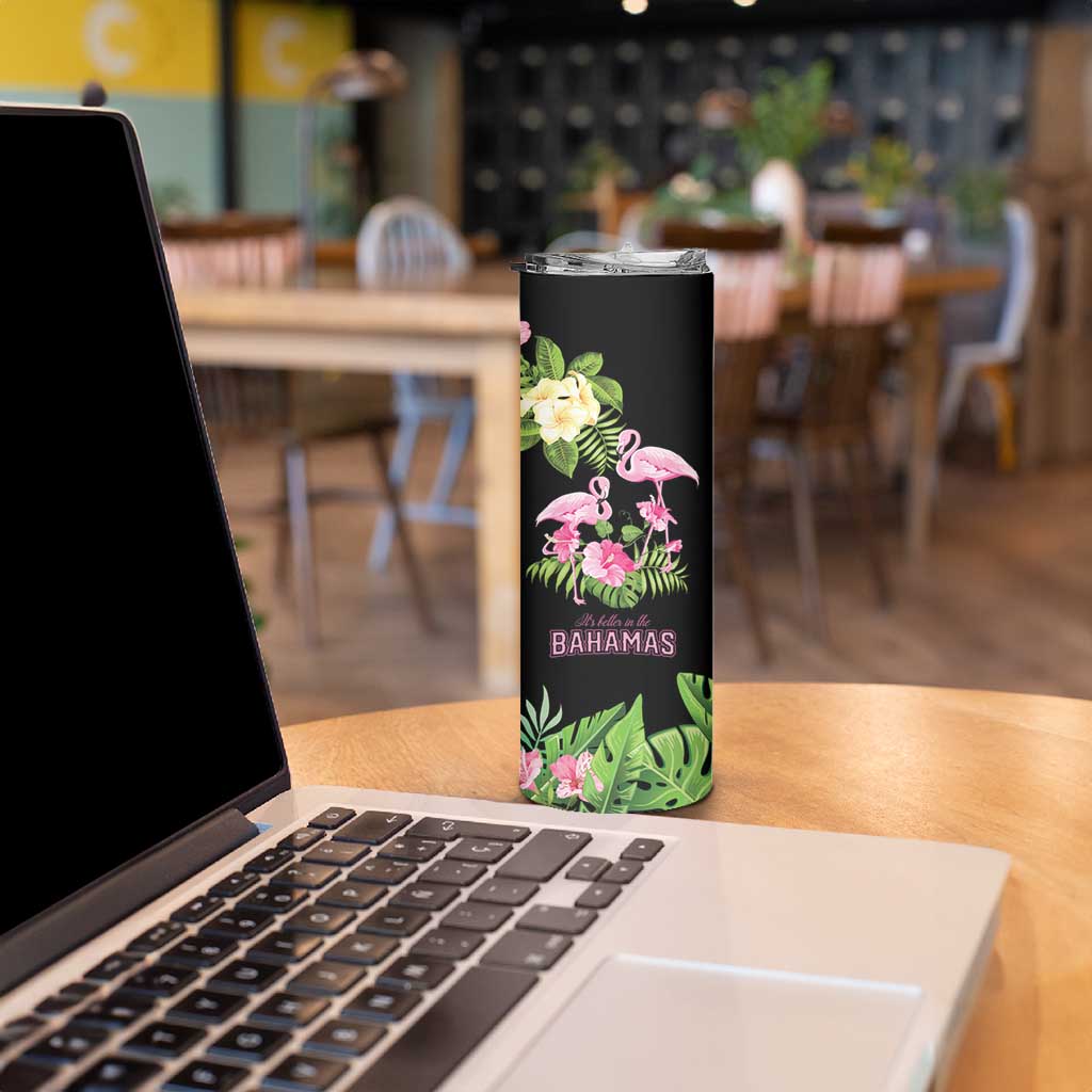 The Bahamas Flamingo Skinny Tumbler Bahamian Tropical Flowers - Wonder Print Shop