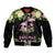 The Bahamas Flamingo Sleeve Zip Bomber Jacket Bahamian Tropical Flowers - Wonder Print Shop