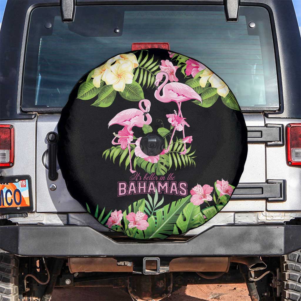 The Bahamas Flamingo Spare Tire Cover Bahamian Tropical Flowers - Wonder Print Shop