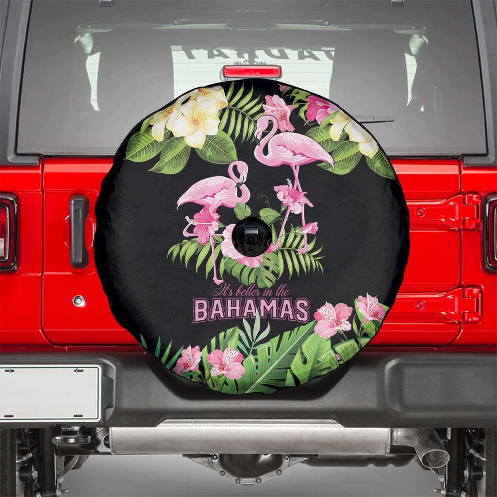 The Bahamas Flamingo Spare Tire Cover Bahamian Tropical Flowers - Wonder Print Shop