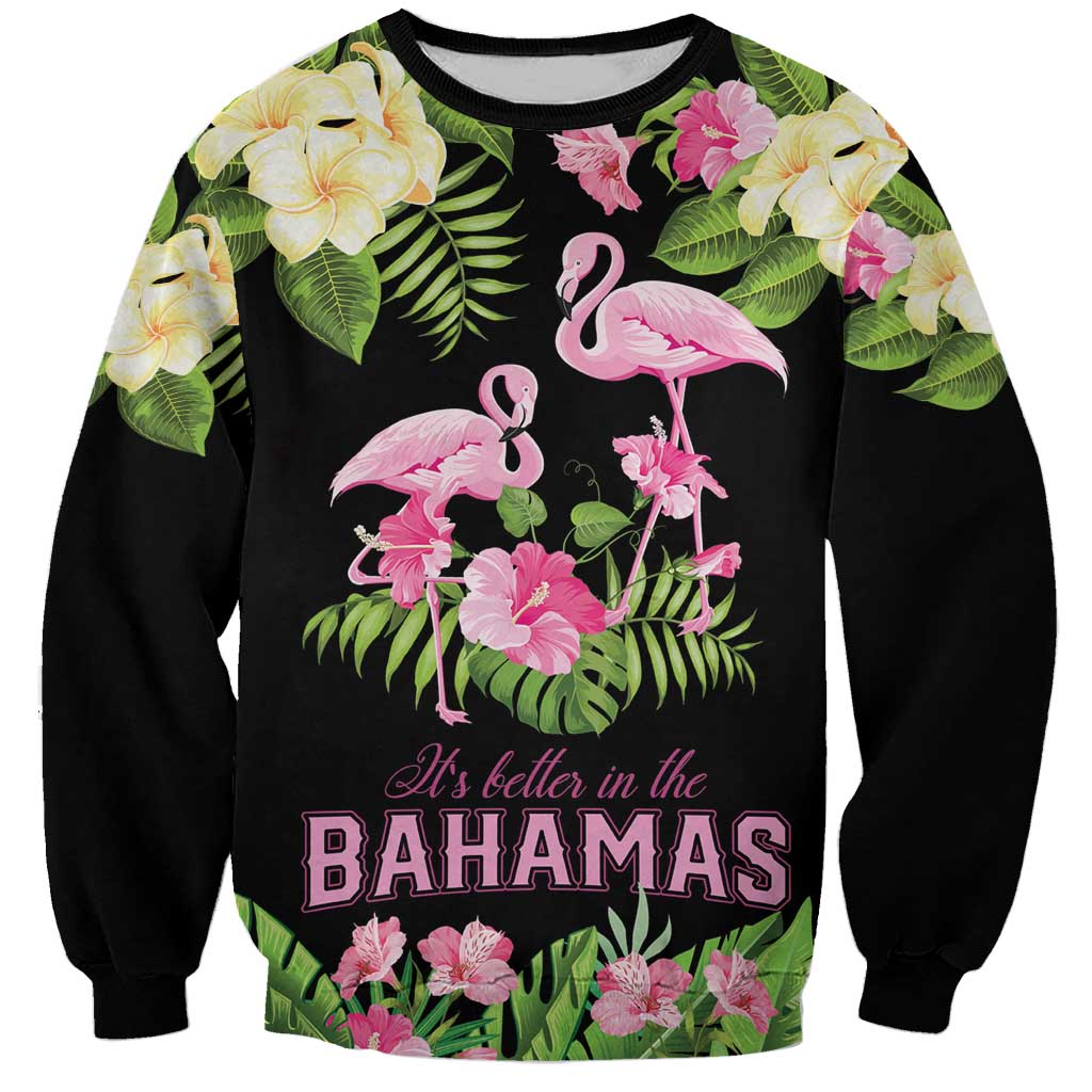 The Bahamas Flamingo Sweatshirt Bahamian Tropical Flowers - Wonder Print Shop