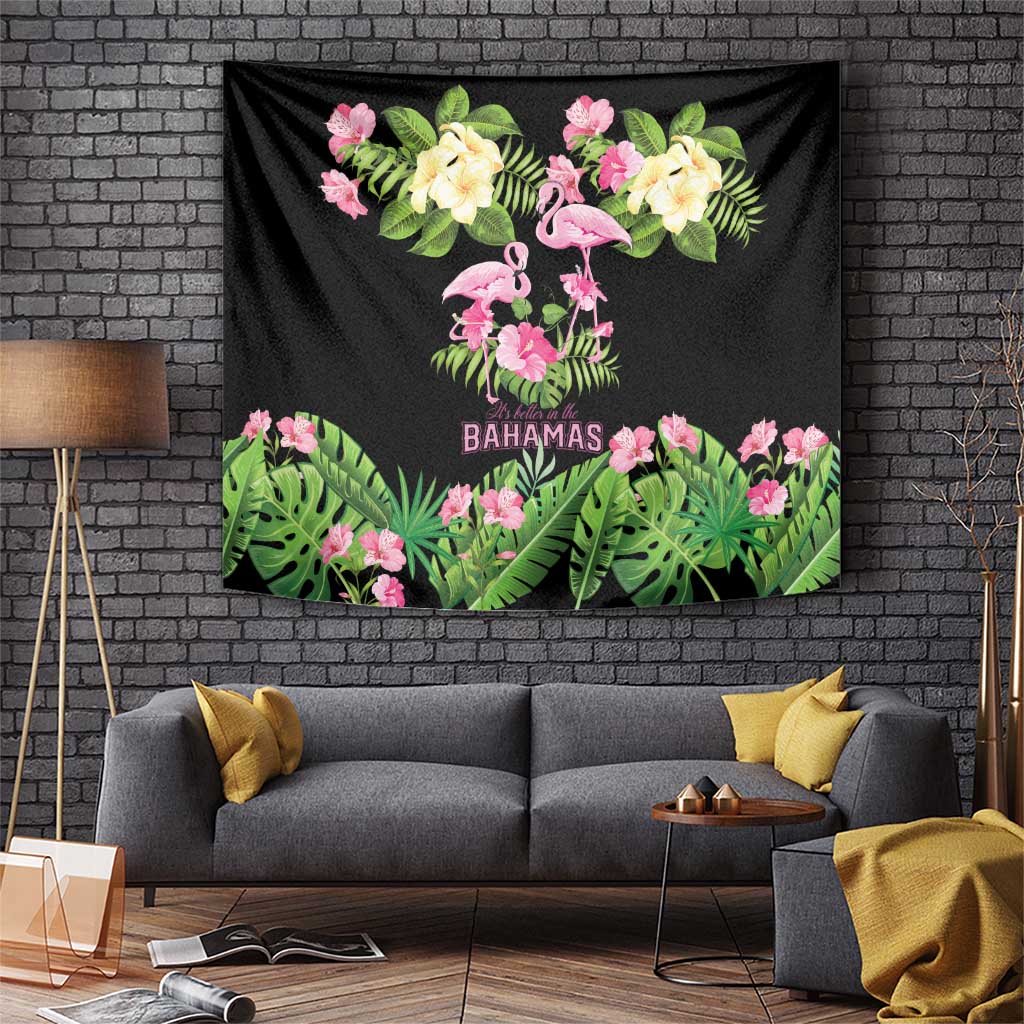 The Bahamas Flamingo Tapestry Bahamian Tropical Flowers - Wonder Print Shop