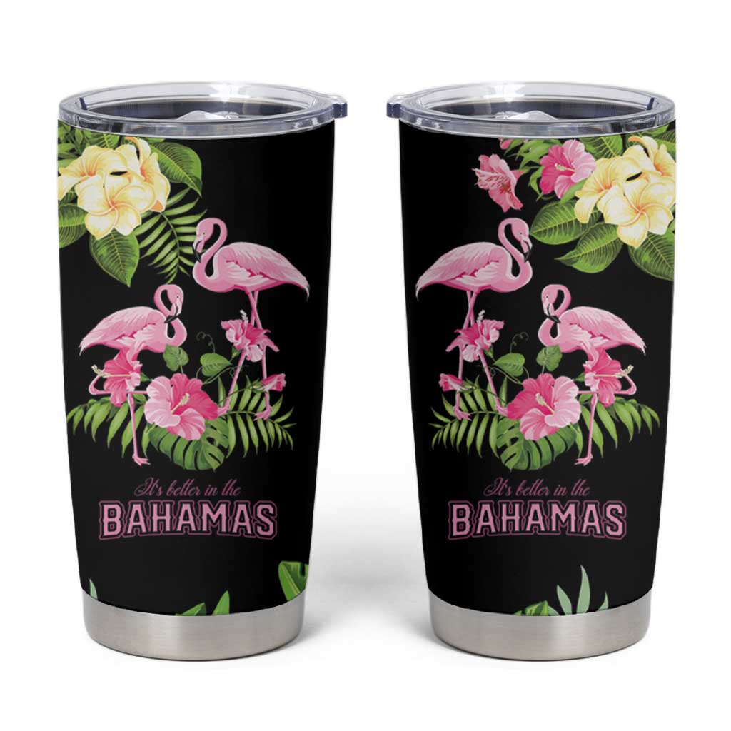 The Bahamas Flamingo Tumbler Cup Bahamian Tropical Flowers - Wonder Print Shop