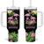 The Bahamas Flamingo Tumbler With Handle Bahamian Tropical Flowers - Wonder Print Shop