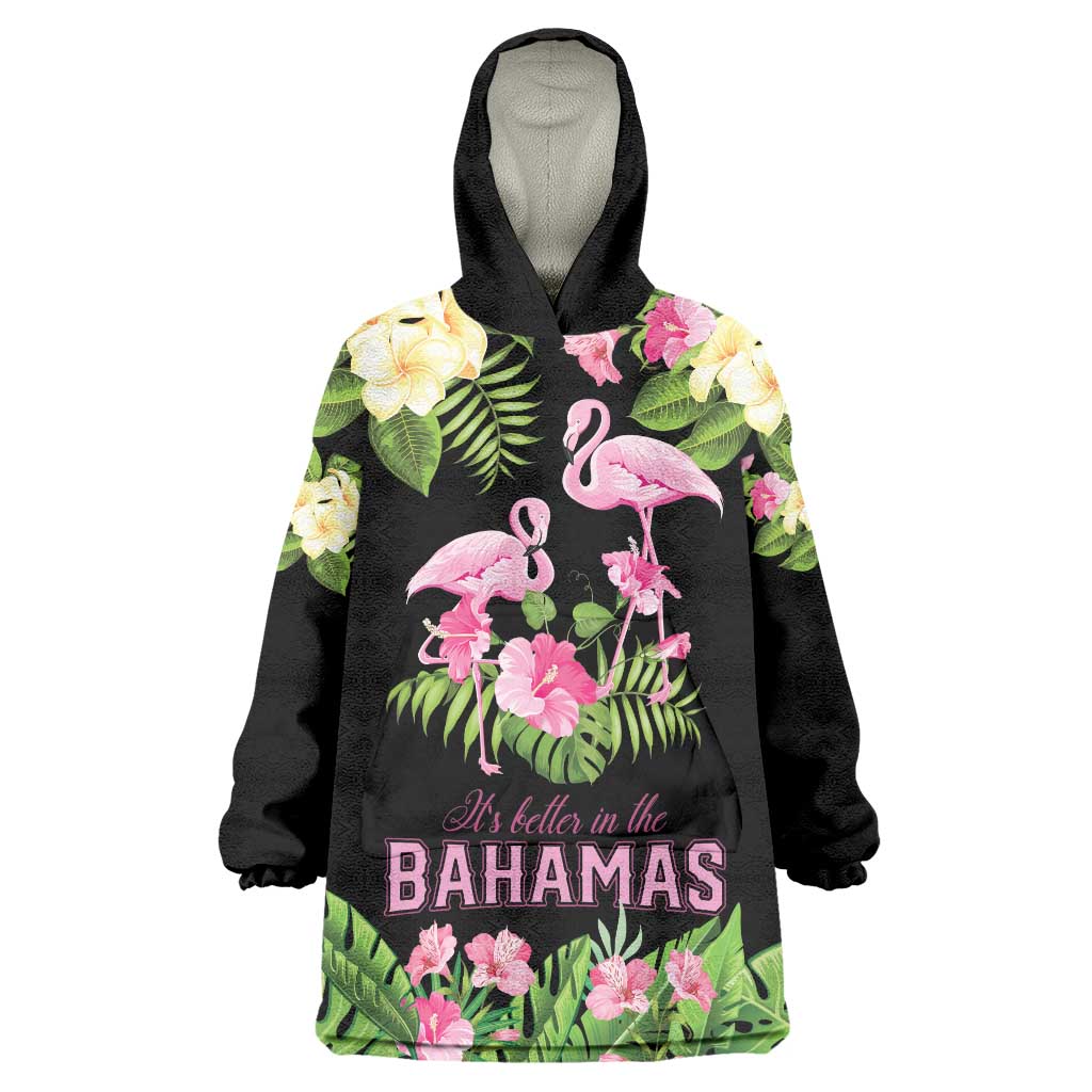 The Bahamas Flamingo Wearable Blanket Hoodie Bahamian Tropical Flowers - Wonder Print Shop