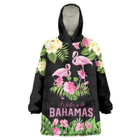The Bahamas Flamingo Wearable Blanket Hoodie Bahamian Tropical Flowers - Wonder Print Shop