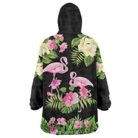 The Bahamas Flamingo Wearable Blanket Hoodie Bahamian Tropical Flowers - Wonder Print Shop