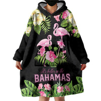 The Bahamas Flamingo Wearable Blanket Hoodie Bahamian Tropical Flowers - Wonder Print Shop