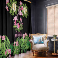 The Bahamas Flamingo Window Curtain Bahamian Tropical Flowers - Wonder Print Shop