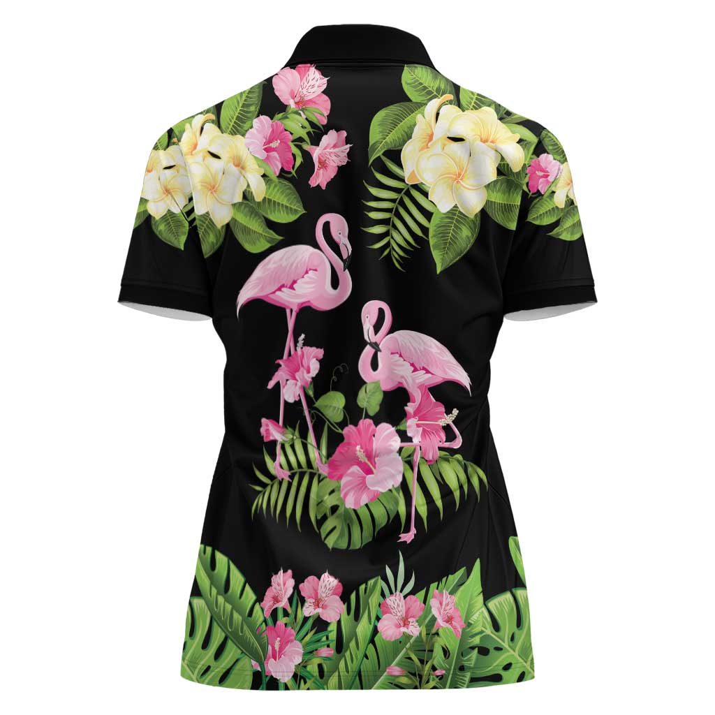 The Bahamas Flamingo Women Polo Shirt Bahamian Tropical Flowers - Wonder Print Shop