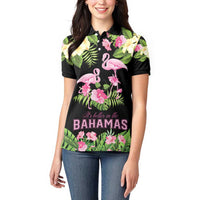 The Bahamas Flamingo Women Polo Shirt Bahamian Tropical Flowers - Wonder Print Shop