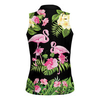 The Bahamas Flamingo Women Sleeveless Polo Shirt Bahamian Tropical Flowers - Wonder Print Shop