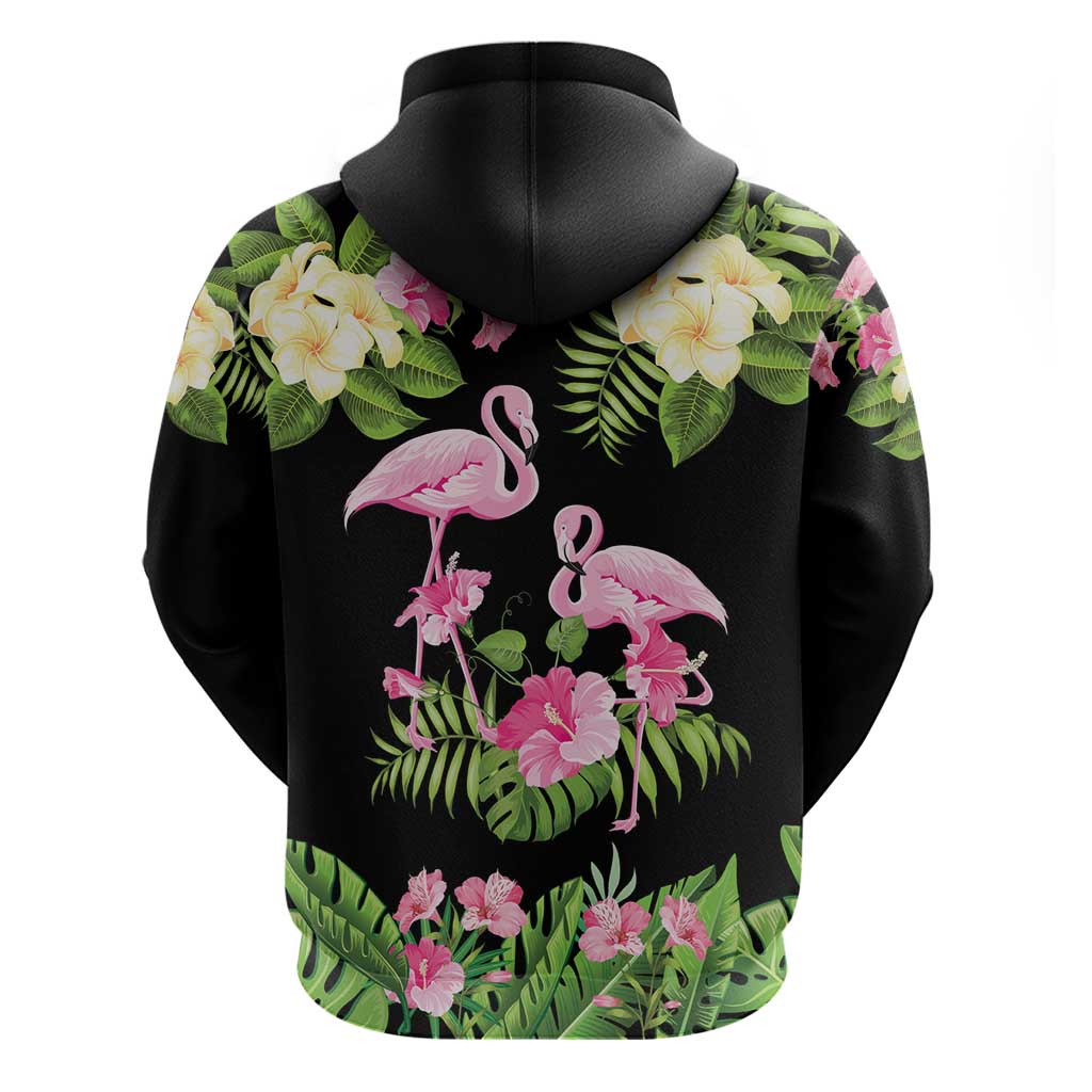 The Bahamas Flamingo Zip Hoodie Bahamian Tropical Flowers - Wonder Print Shop