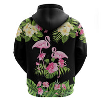 The Bahamas Flamingo Zip Hoodie Bahamian Tropical Flowers - Wonder Print Shop