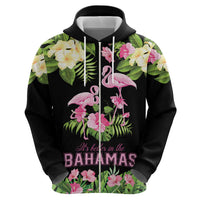 The Bahamas Flamingo Zip Hoodie Bahamian Tropical Flowers - Wonder Print Shop