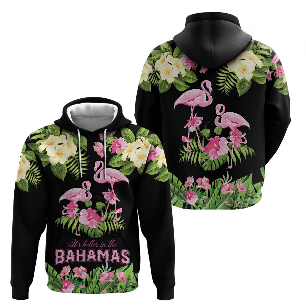 The Bahamas Flamingo Zip Hoodie Bahamian Tropical Flowers - Wonder Print Shop