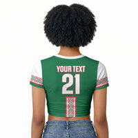 Algeria Tasqa n Umadal Custom Raglan Cropped T shirt Amazigh Desert Pattern Edition