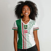 Algeria Tasqa n Umadal Custom Women V-Neck T-Shirt Amazigh Desert Pattern Edition