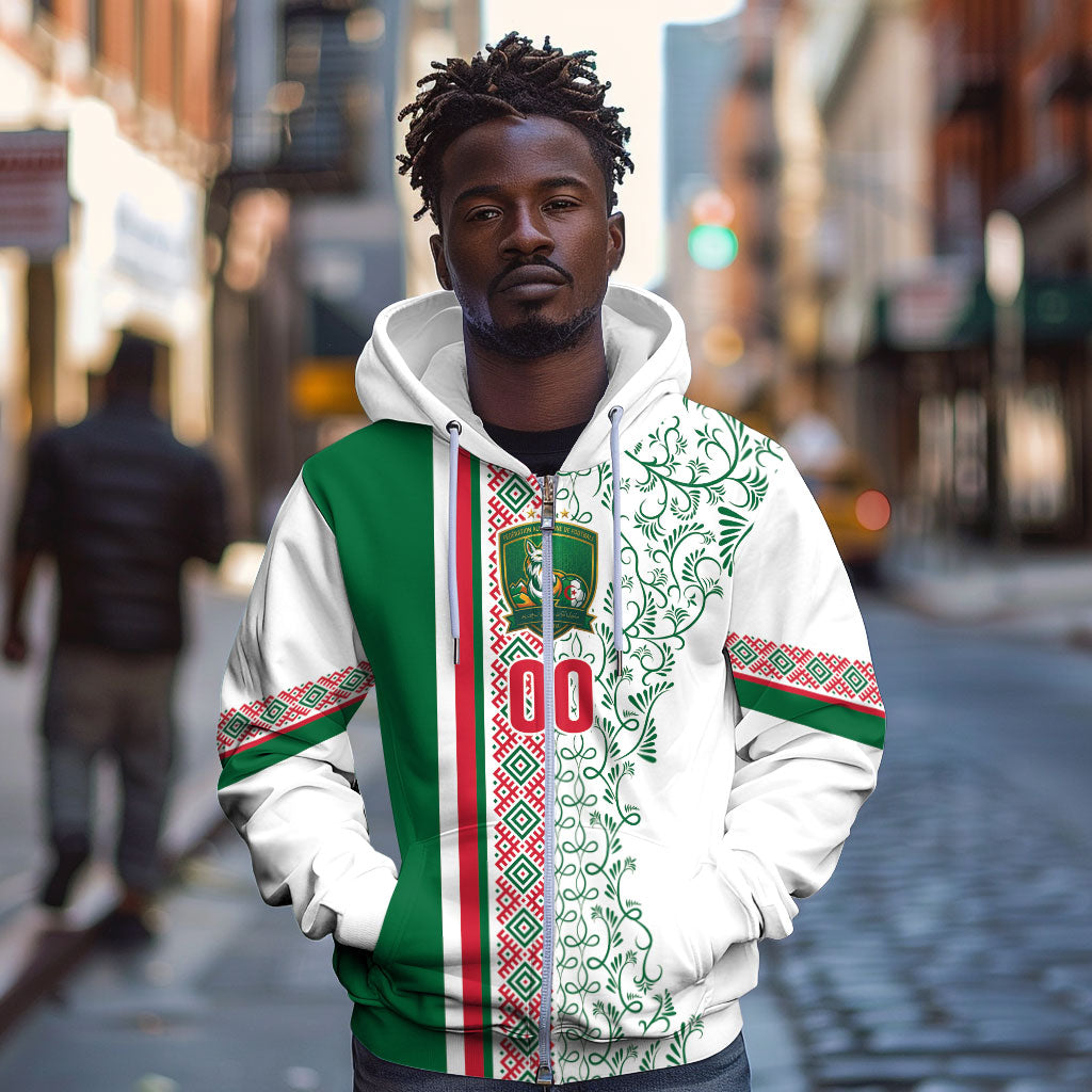 Algeria Tasqa n Umadal Custom Zip Hoodie Amazigh Desert Pattern Edition