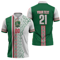 Algeria Tasqa n Umadal Custom Zipper Polo Shirt Amazigh Desert Pattern Edition