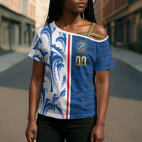 Cabo Verde Kopa di Mundu Custom Cross Shoulder Shirt Atlantic Waves Blue Edition