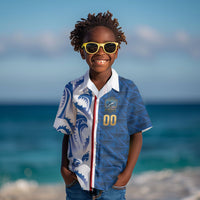 Cabo Verde Kopa di Mundu Custom Kid Hawaiian Shirt Atlantic Waves Blue Edition