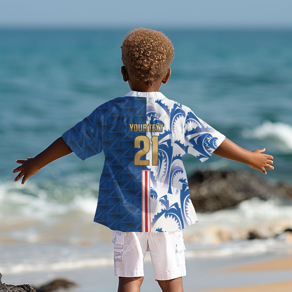 Cabo Verde Kopa di Mundu Custom Kid Hawaiian Shirt Atlantic Waves Blue Edition