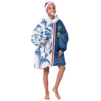 Cabo Verde Kopa di Mundu Custom Kid Wearable Blanket Hoodie Atlantic Waves Blue Edition