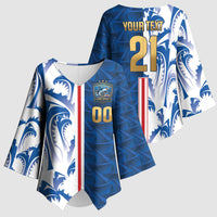 Cabo Verde Kopa di Mundu Custom Kimono Sleeve Blouse Atlantic Waves Blue Edition