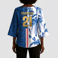 Cabo Verde Kopa di Mundu Custom Kimono Sleeve Blouse Atlantic Waves Blue Edition