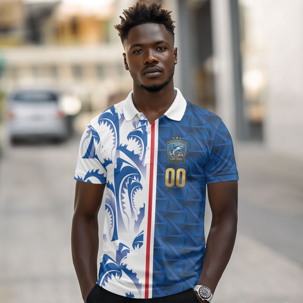 Cabo Verde Kopa di Mundu Custom Polo Shirt Atlantic Waves Blue Edition