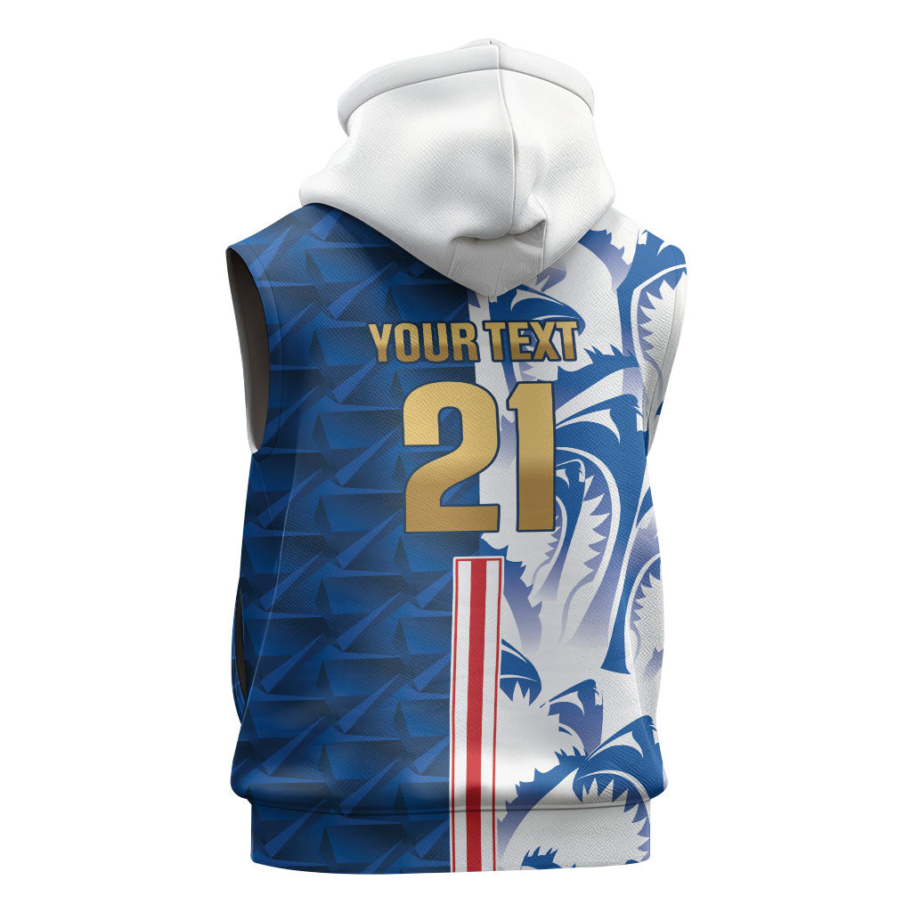 Cabo Verde Kopa di Mundu Custom Sleeveless Hoodie Atlantic Waves Blue Edition