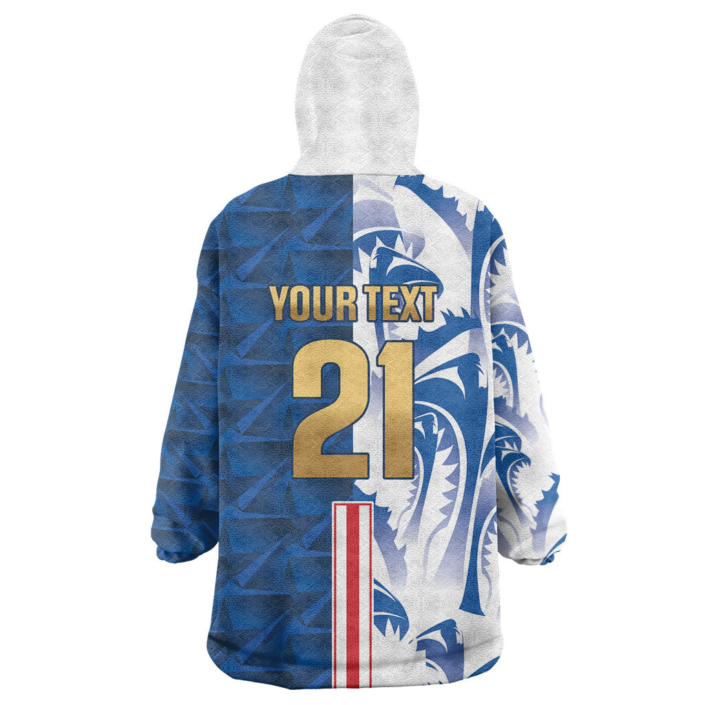 Cabo Verde Kopa di Mundu Custom Wearable Blanket Hoodie Atlantic Waves Blue Edition