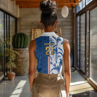Cabo Verde Kopa di Mundu Custom Women Sleeveless Polo Shirt Atlantic Waves Blue Edition