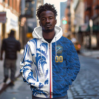 Cabo Verde Kopa di Mundu Custom Zip Hoodie Atlantic Waves Blue Edition