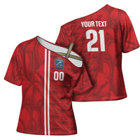 Cabo Verde Kopa di Mundu Custom Cross Shoulder Shirt Atlantic Waves Red Edition