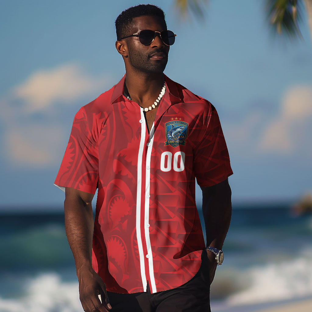 Cabo Verde Kopa di Mundu Custom Hawaiian Shirt Atlantic Waves Red Edition