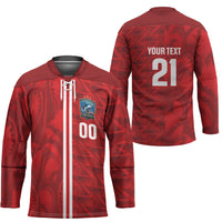 Cabo Verde Kopa di Mundu Custom Hockey Jersey Atlantic Waves Red Edition
