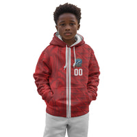 Cabo Verde Kopa di Mundu Custom Kid Hoodie Atlantic Waves Red Edition