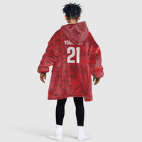 Cabo Verde Kopa di Mundu Custom Kid Wearable Blanket Hoodie Atlantic Waves Red Edition