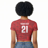 Cabo Verde Kopa di Mundu Custom Raglan Cropped T shirt Atlantic Waves Red Edition