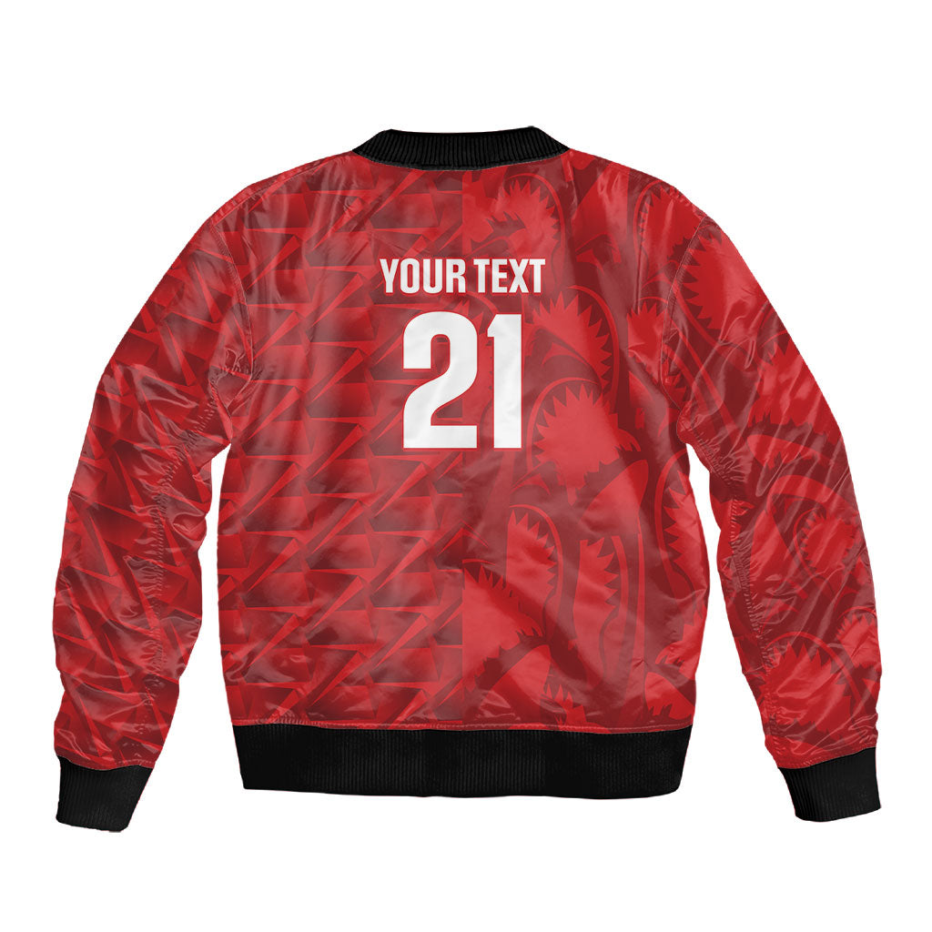 Cabo Verde Kopa di Mundu Custom Sleeve Zip Bomber Jacket Atlantic Waves Red Edition