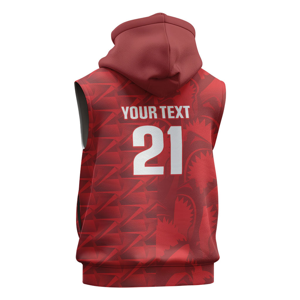 Cabo Verde Kopa di Mundu Custom Sleeveless Hoodie Atlantic Waves Red Edition