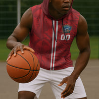 Cabo Verde Kopa di Mundu Custom Sleeveless Hoodie Atlantic Waves Red Edition