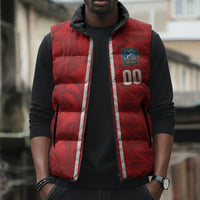Cabo Verde Kopa di Mundu Custom Sleeveless Puffer Jacket Atlantic Waves Red Edition